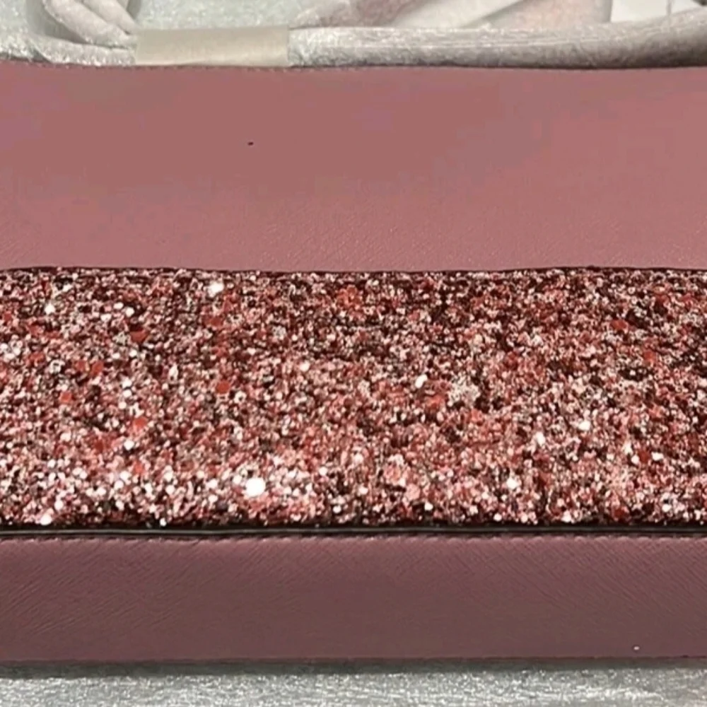 Kate Spade Ramey Greta Court Dusty Peony Glitter Crossbody With Dust Bag